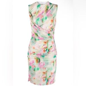 NWT IRO Zippa Sleeveless Watercolor Ruched Sheath Dress size FR 38 / US 6